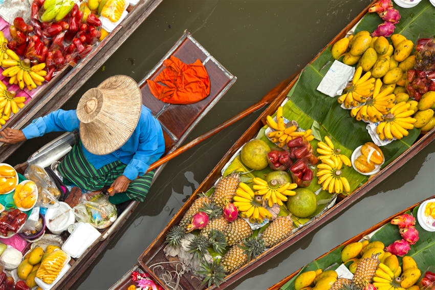 Thai fruit seller on boat