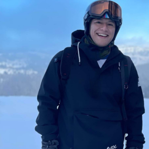 Marco with snowboard